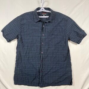 FUBU Mens Plaid Short Sleeve Button Up Shirt XL 100 Cotton Made in India